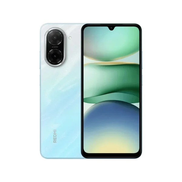 Redmi A5 smartphone in Ocean Blue color with dual rear camera and 6.52-inch HD+ display