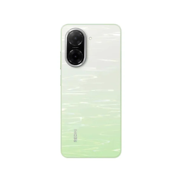 Redmi A5 smartphone in Lake Green color with HD+ waterdrop display and dual rear cameras