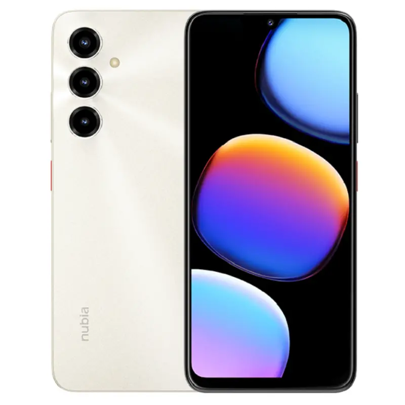 ZTE nubia V80 Max Aurellia Gold official smartphone image with premium rear camera design