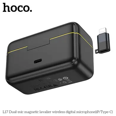 Hoco L17 Dual-Mic Magnetic Lavalier Wireless Digital Microphone (iP/Type-C) - Image 3