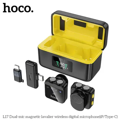 Hoco L17 Dual-Mic Magnetic Lavalier Wireless Digital Microphone (iP/Type-C) - Image 2